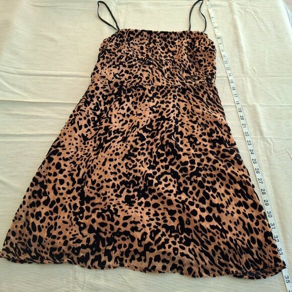 Lush Leopard Dress Sz L Crushed Velvet Adjustable Straps Party Cocktail Holiday - Picture 10 of 16
